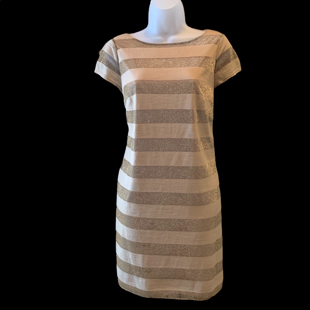Laundry By Design Lined Gold Metallic Party Dress Size Small